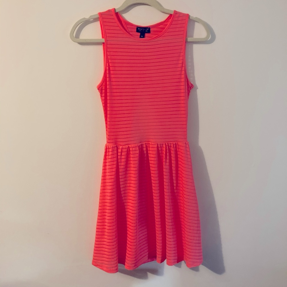 Topshop Neon Pink Sheer Sleeveless Dress Barbiecore Party Dress